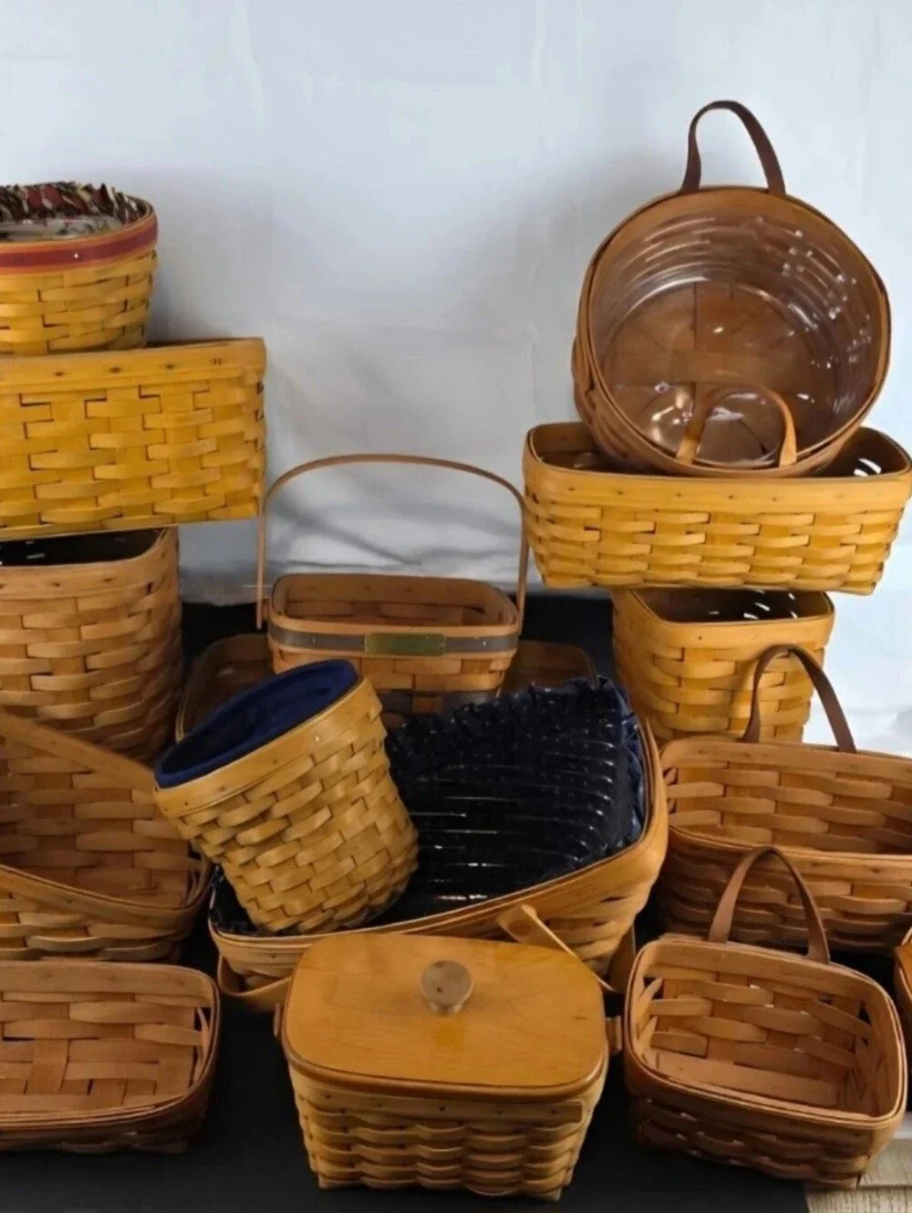 Longaberger Basket Lot Included 2 Tier Wrought Iron Basket Stand With 2 Baskets